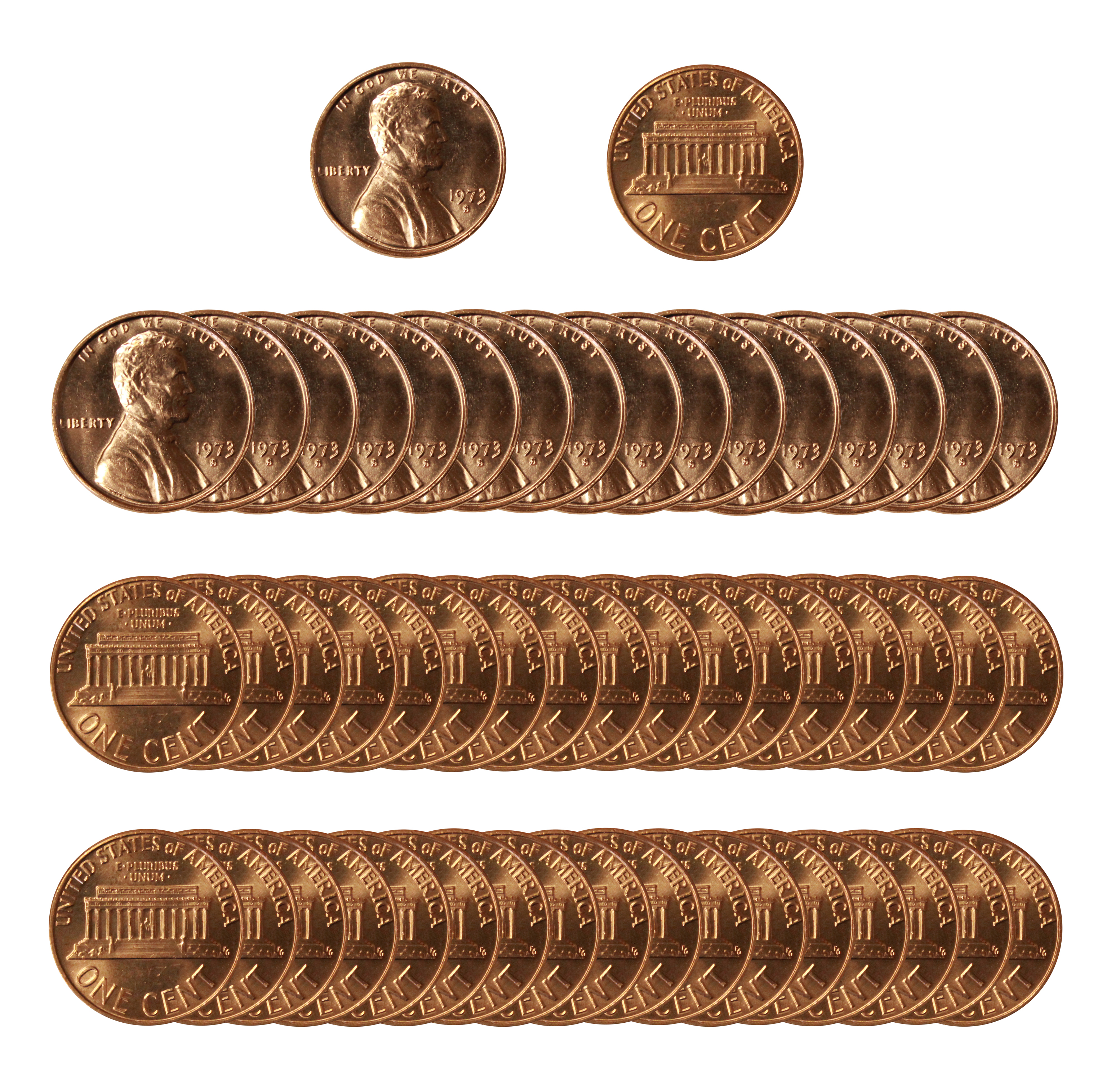 1973 S Lincoln Memorial Penny ~ Uncirculated Cent from Bank Roll