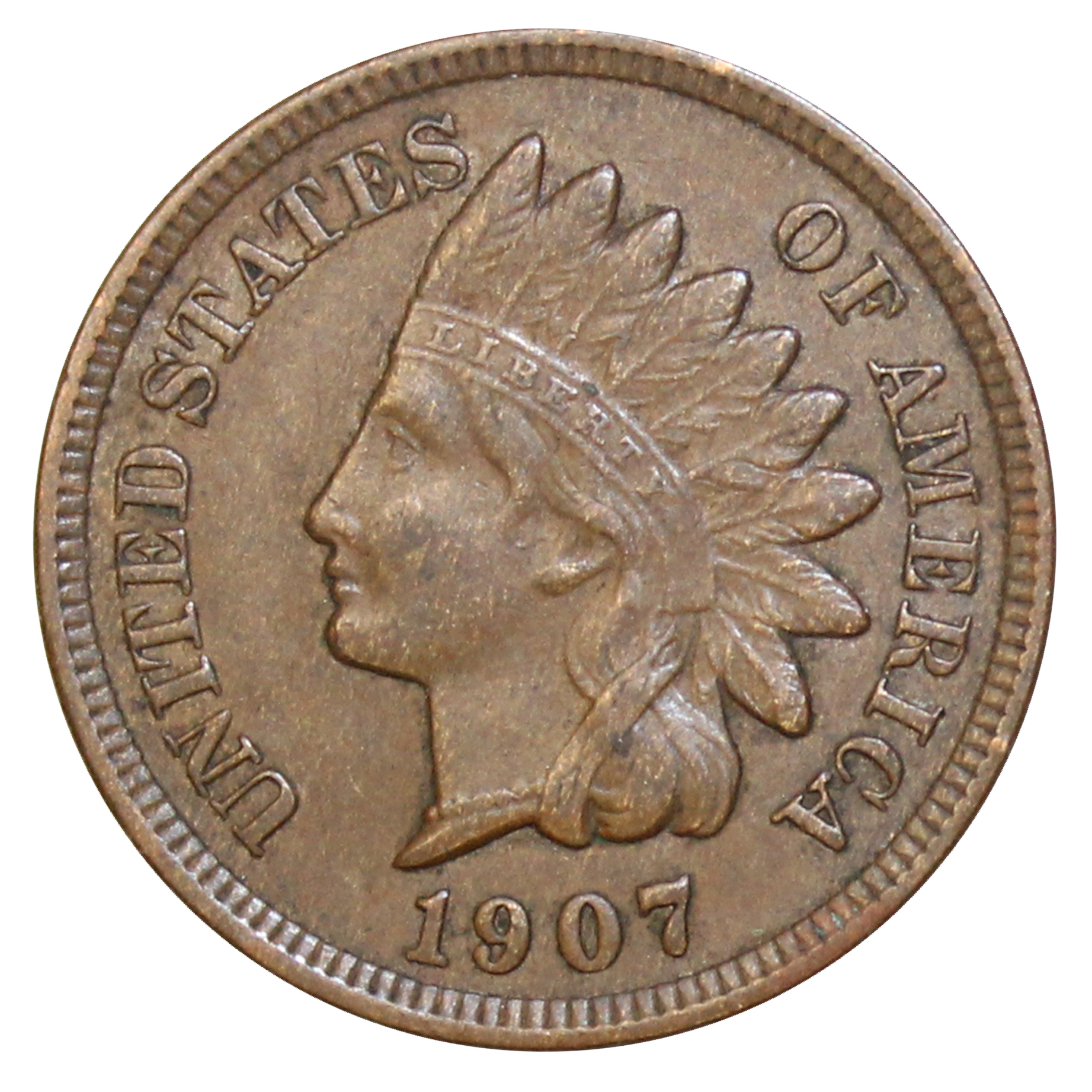 1907 1c Indian Head Cent Penny US Coin XF EF Extremely Fine