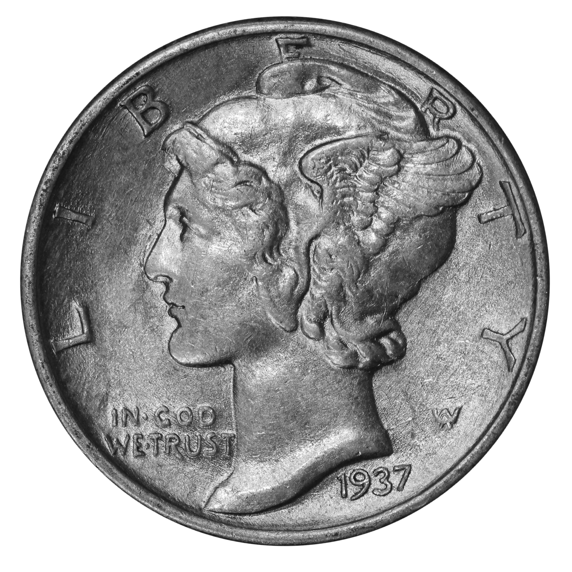 Uncertified 1942-P Mercury Dime AU