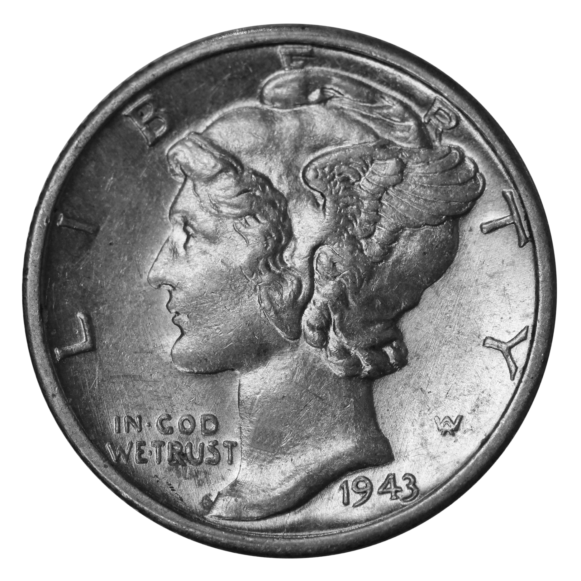 1943 D Mercury Dime 10c AU Almost Uncirculated 90 Silver US Coin