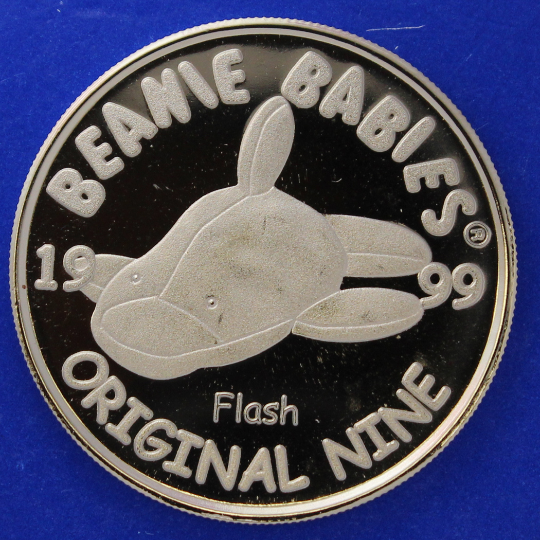 Ty Beanie Baby Silver Coin Flash The Dolphin Ebay