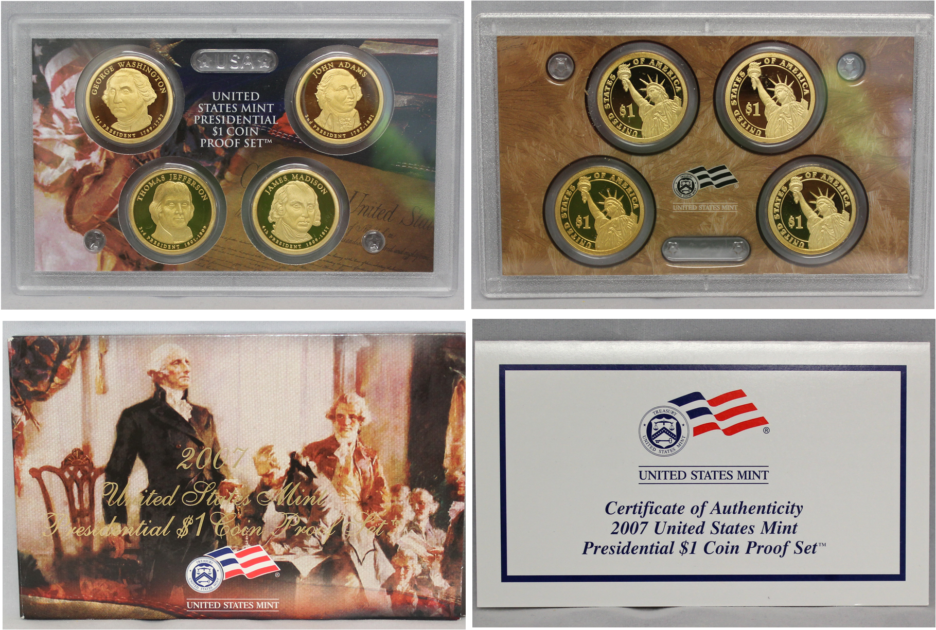 2007S Thomas Jefferson U.S MINT PROOF $1 COIN /& HISTORICAL SIGNATURE SET
