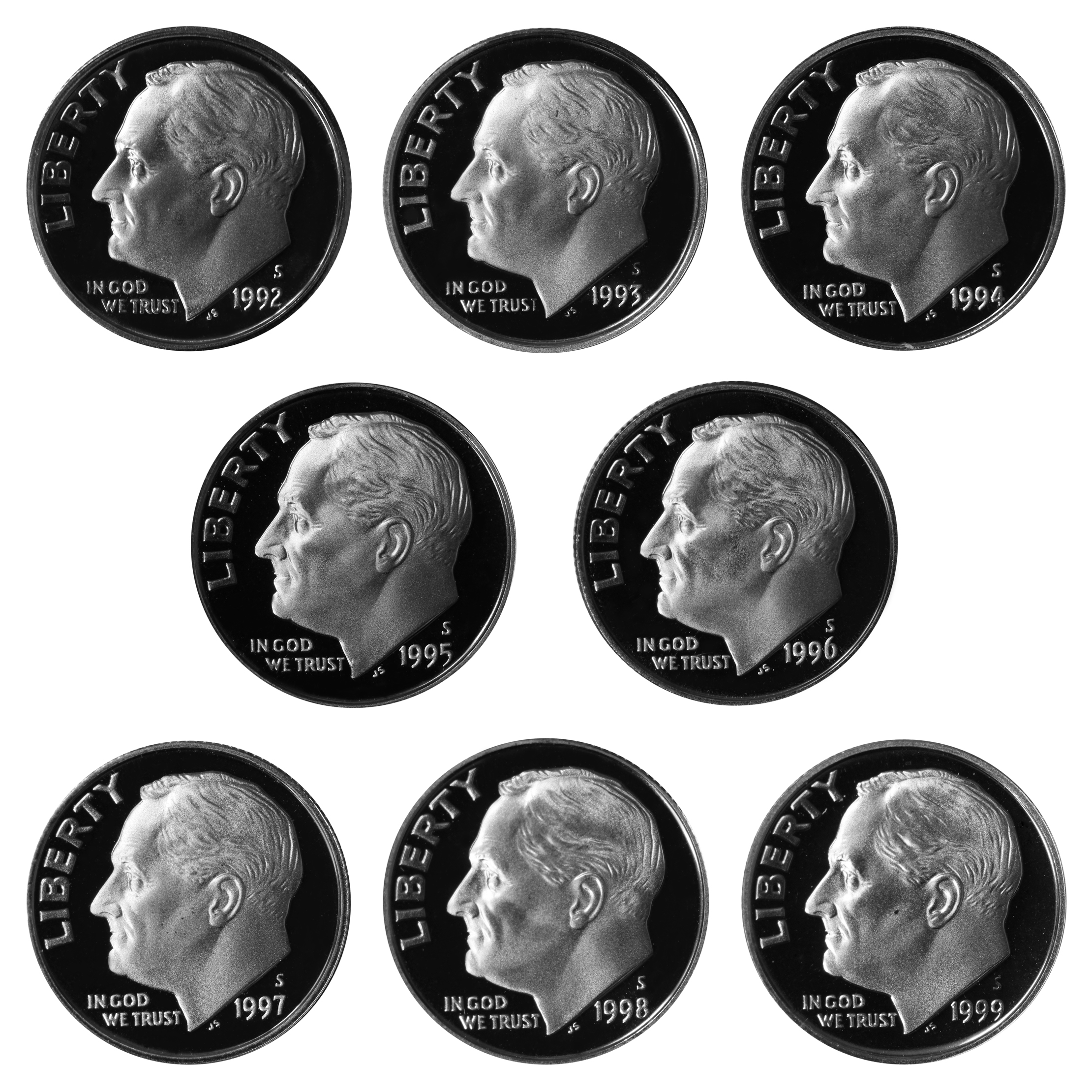 1992 S Roosevelt Dime 10c Gem Deep Cameo Proof CN-Clad US Coin