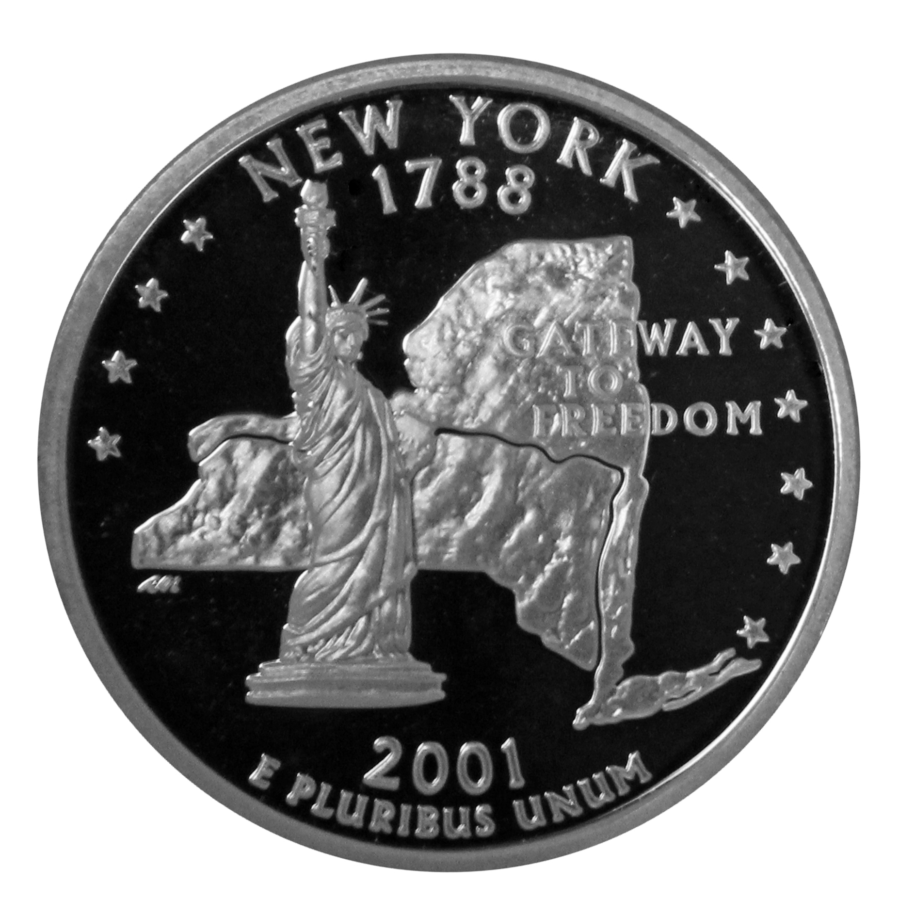 2001 S State Quarter New York Gem Deep Cameo Proof 90% ...