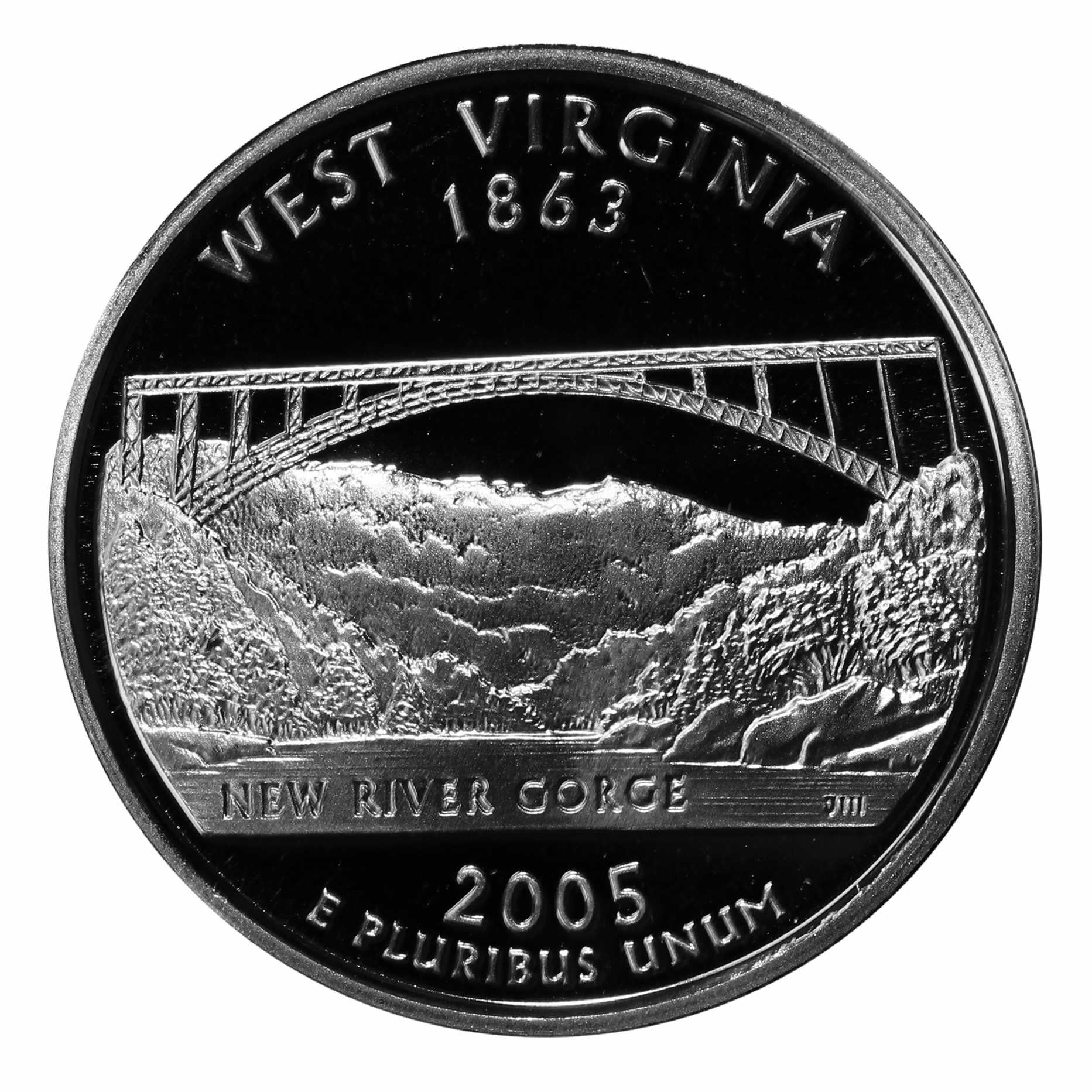 2005 S State Quarter West Virginia Proof Single Gem Deep Cameo CNClad